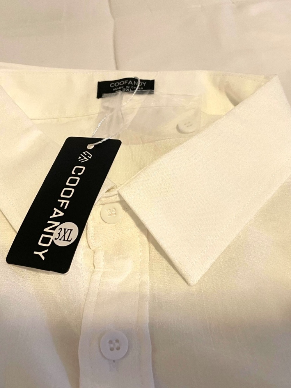 Coofandy 3XL White Casual Button Up Short Sleeve Shirt Welt Pocket - Picture 2 of 9